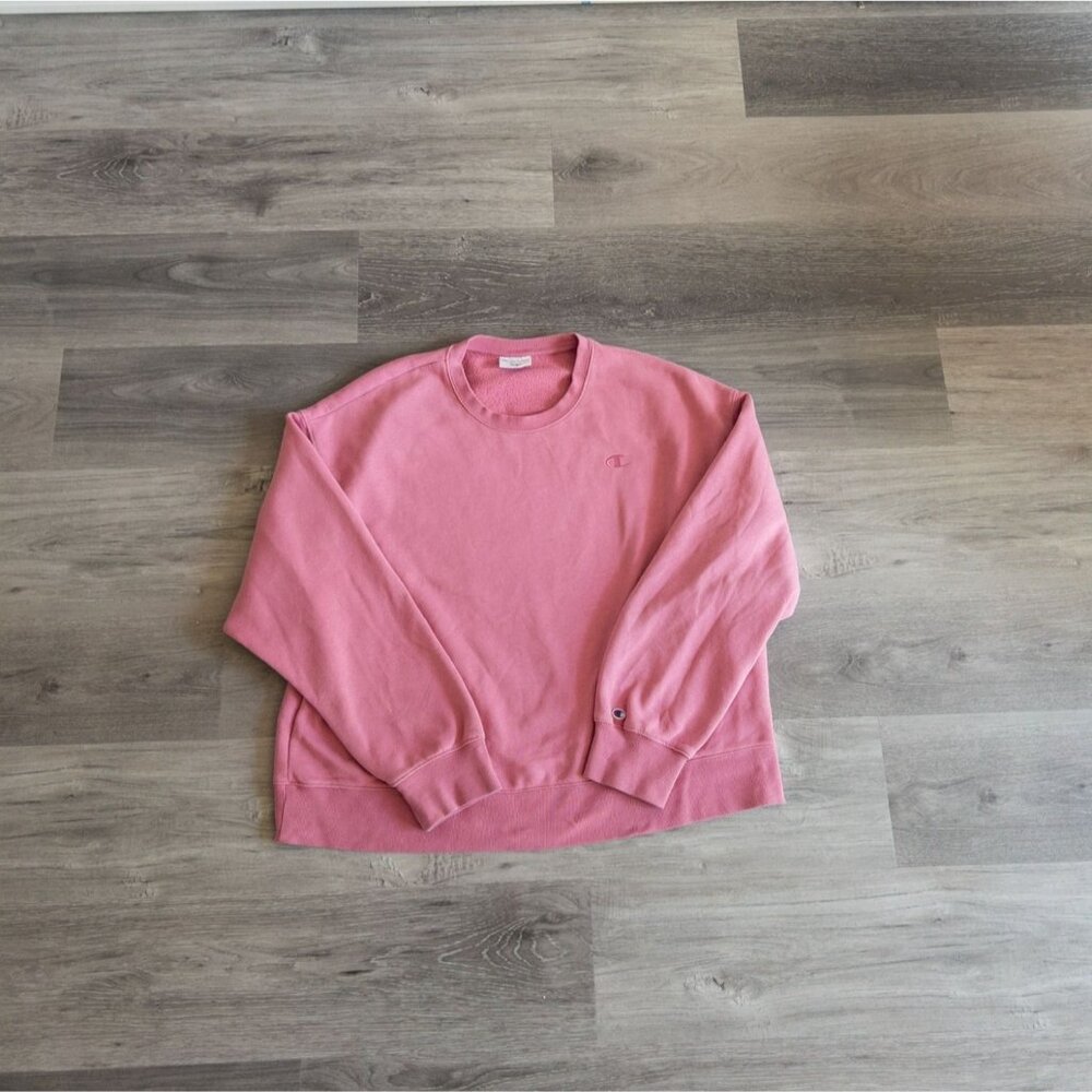Champion Pink Sweatshirt XL Size Made In Vietnam Soft Fleece Lining Crewneck Lon